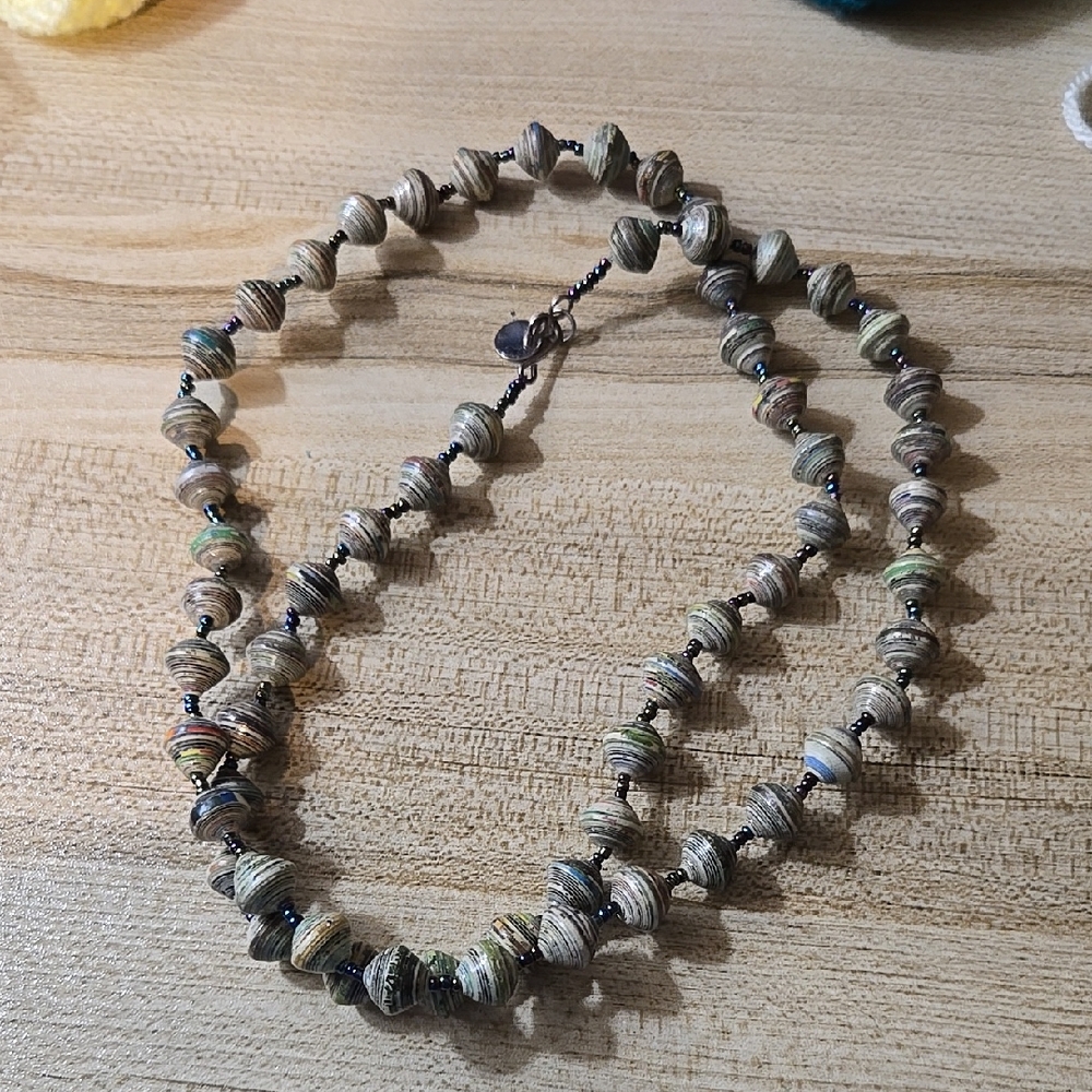 Bead For Life Elegant Multicolor Paper And Seed Beaded Necklace